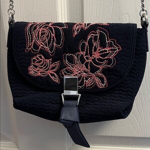 Vera Bradley Carson RFID Mini Crossbody Navy and Pink Floral Women's Bag